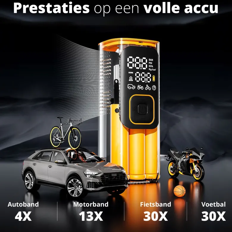 FlinQ draagbare luchtcompressor - Black/Orange