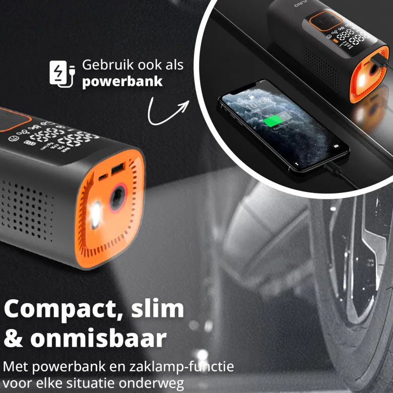 FlinQ draagbare luchtcompressor - Black/Orange