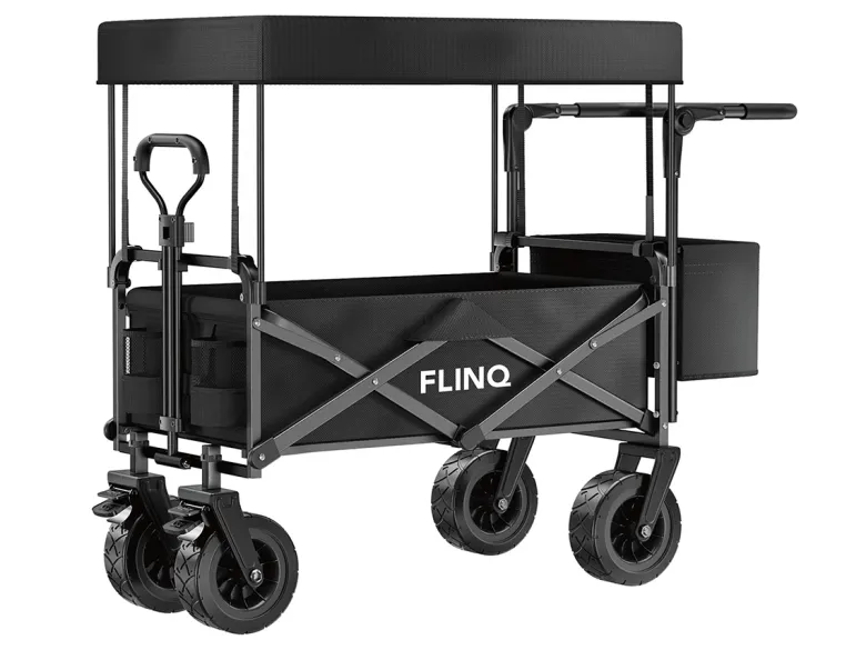 FlinQ 130 kg bolderkar met dak - Black