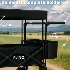 FlinQ 130 kg bolderkar met dak - Black