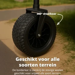 FlinQ 130 kg bolderkar met dak - Black