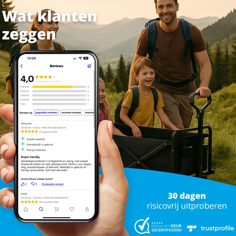 FlinQ 130 kg bolderkar met dak - Black