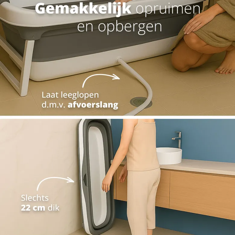 FlinQ opvouwbaar ligbad - Grey/White