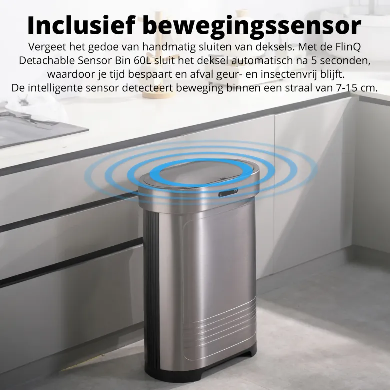 FlinQ opvouwbare sensor prullenbak - 60 liter