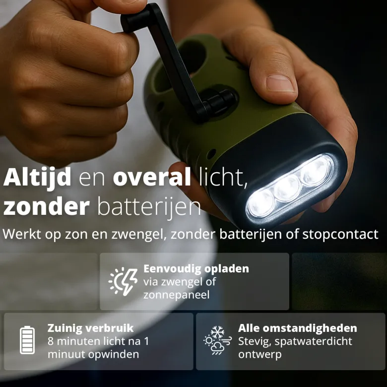 FlinQ opwindbare zaklamp - Set van 2