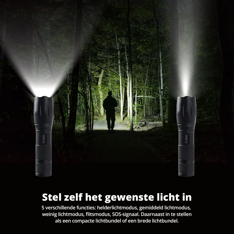 FlinQ set van 2 Militaire zaklampen met batterijen