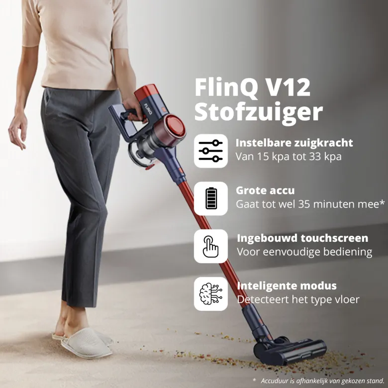 FlinQ V12 Steelstofzuiger en kruimeldief - Red