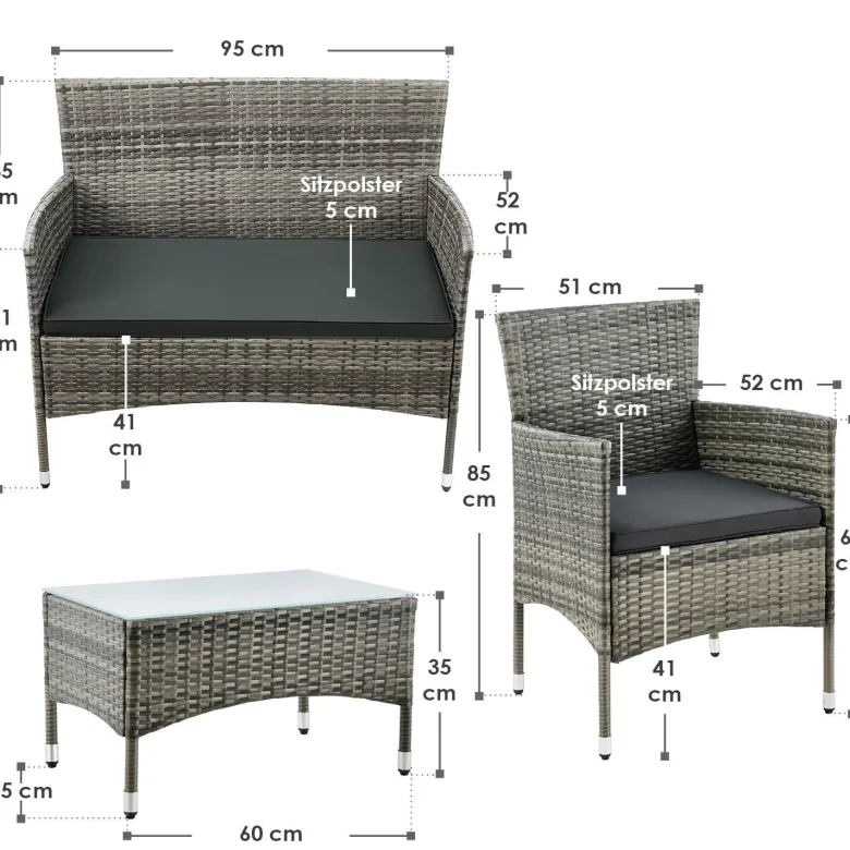 Fort Myers polyrotan grijze loungeset