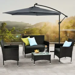 Fort Myers polyrotan zwarte loungeset