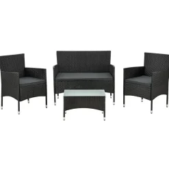 Fort Myers polyrotan zwarte loungeset