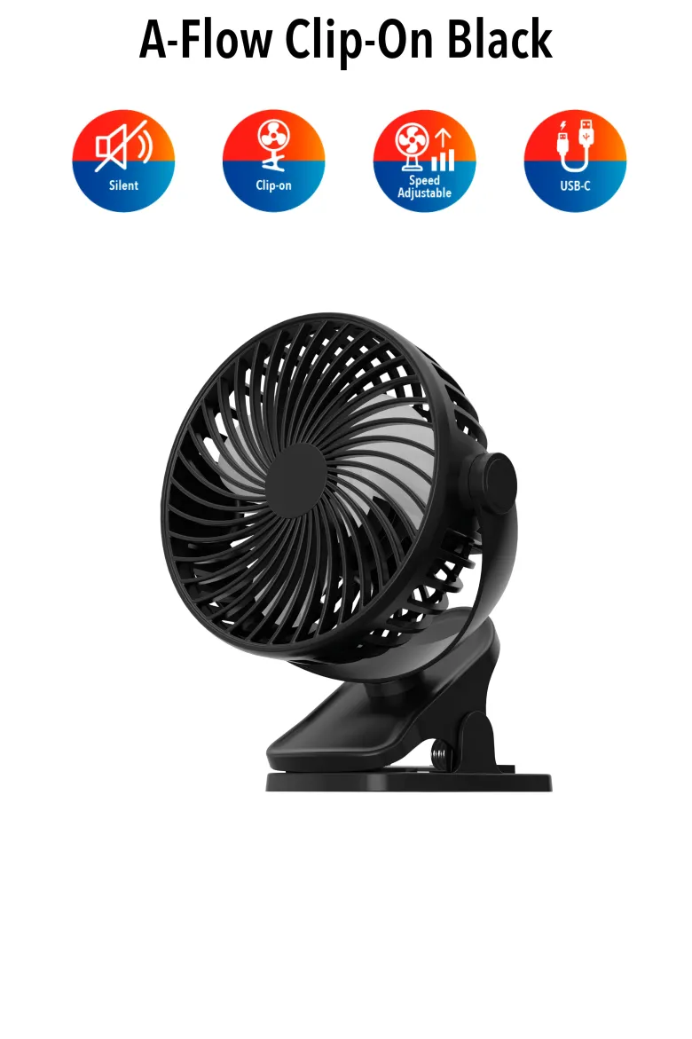 Fullcomfort A-Flow Clip-on Mini USB ventilator - Black