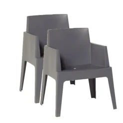 Garden Impressions Box 2 stuks donker grijze tuinstoelen