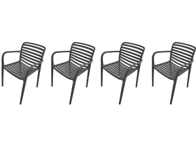 Garden Impressions Nantes Anthracite tuinstoel - Set van 4