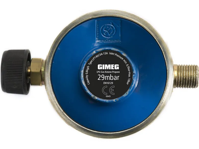 Gimeg Campingaz 29 mbar 1/4" links gasdrukregelaar