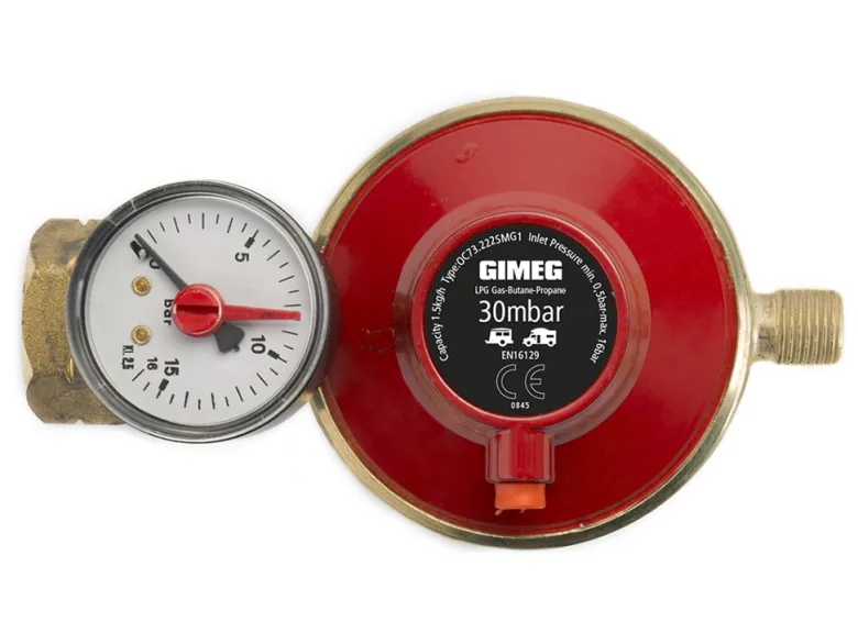 Gimeg Kombi X 1/4"li 30 mbar drukregelaar met manometer