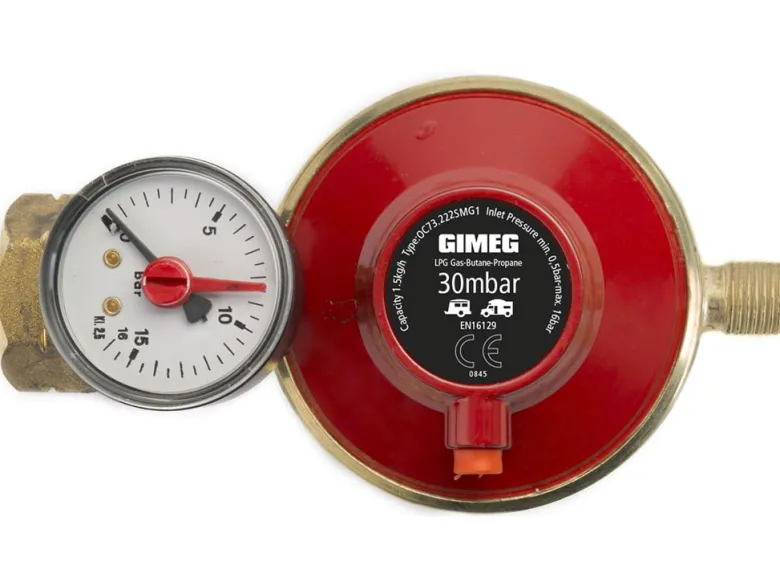 Gimeg 30 mbar 1/4" li gasdrukregelaar met manometer