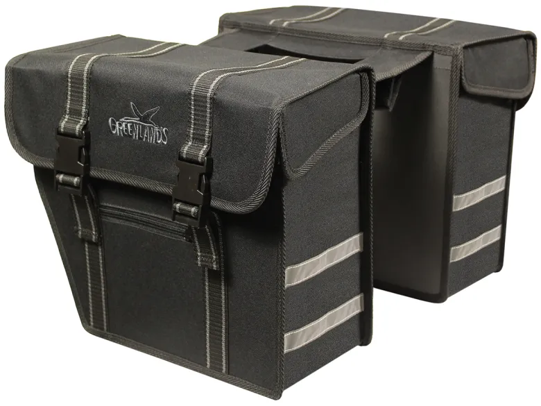 Greenlands 25 liter zwarte dubbele fietstas