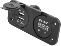 HABA 2x USB + voltagemeter inbouwdoos