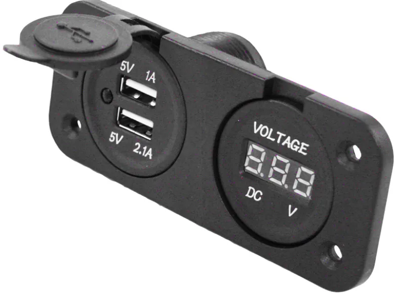 HABA 2x USB + voltagemeter inbouwdoos