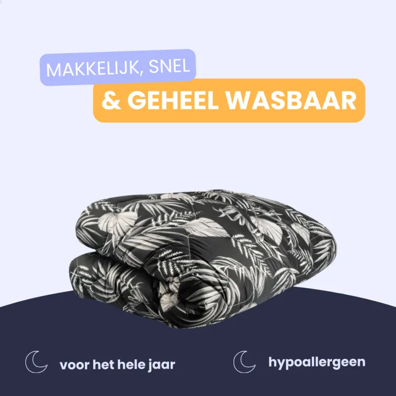 HappyBed Black leaves All year dekbed - 160 x 220 cm