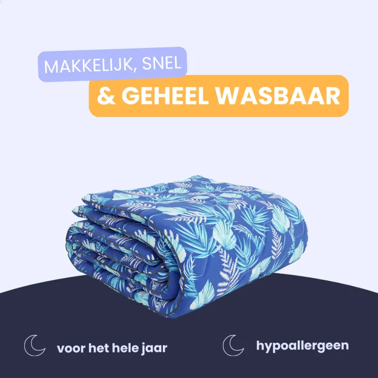 HappyBed Blue leaves All year dekbed - 140x220 cm