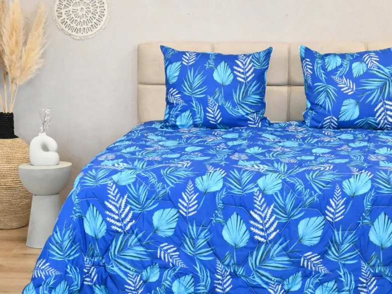 HappyBed Blue leaves All year dekbed - 160x220 cm