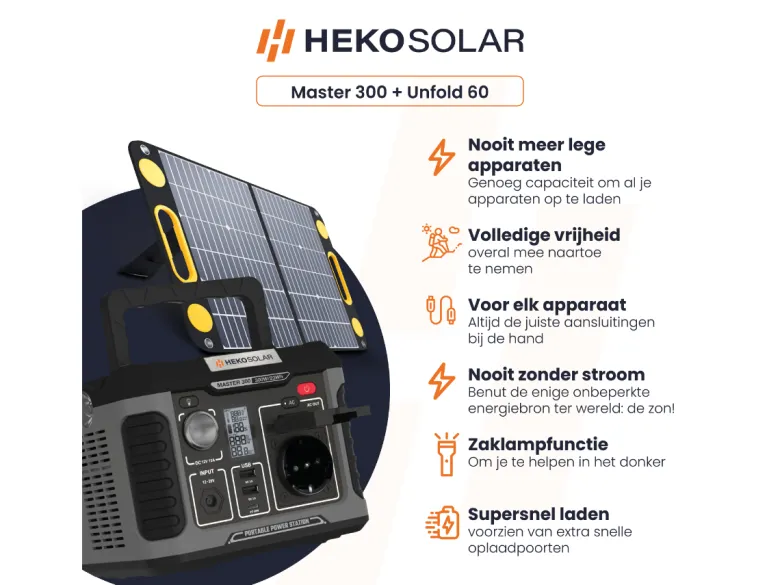 HEKO Solar Master 300 Powerstation met 60W Zonnepaneel