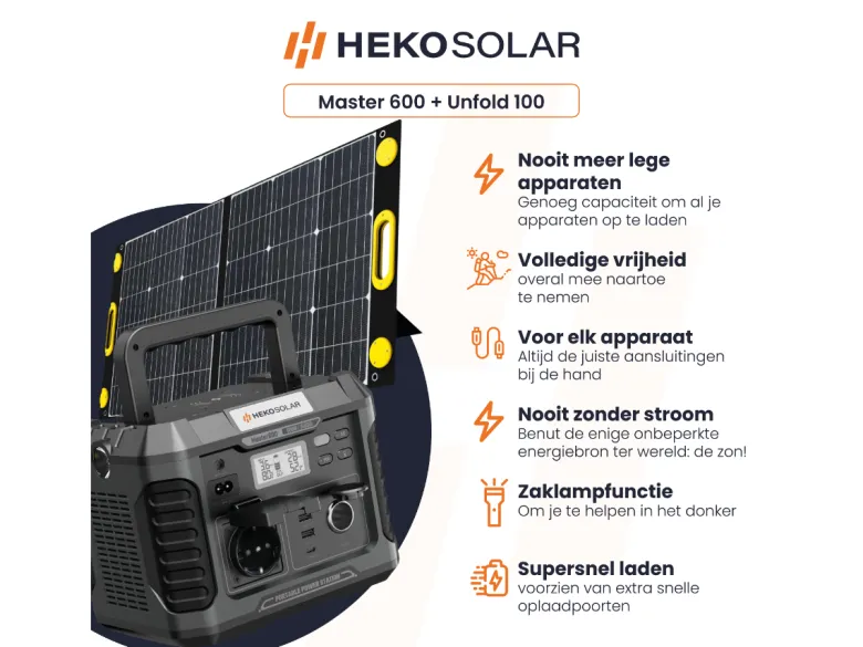 HEKO Solar Master 600 Powerstation met 100W Zonnepaneel