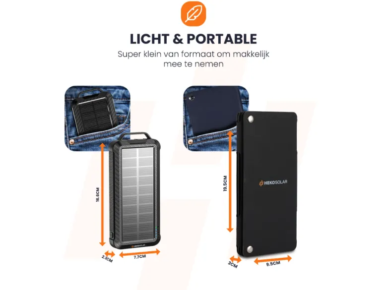HEKO Solar Pulse Solar Powerbank met Unfold 15 Solar Panel