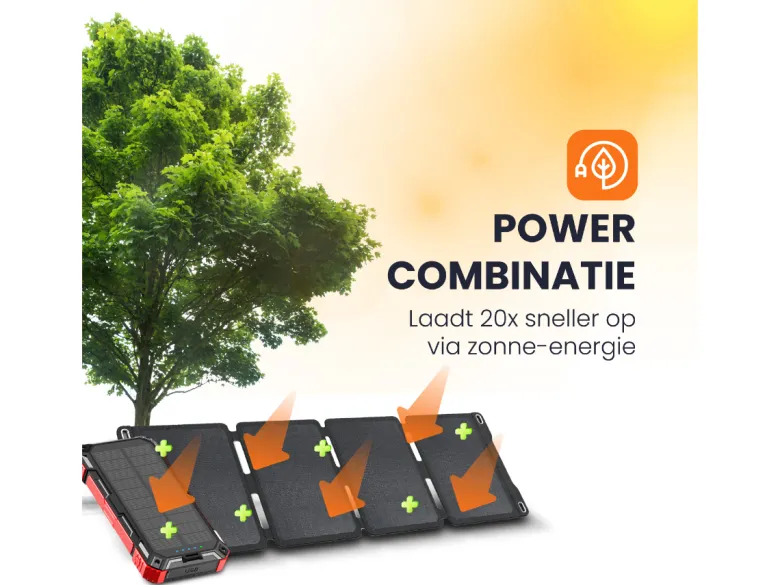 HEKO Solar Spark powerbank met Unfold 30W Solar Panel