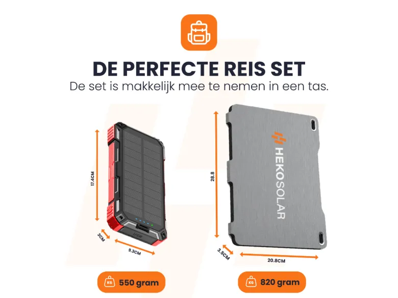HEKO Solar Spark powerbank met Unfold 30W Solar Panel