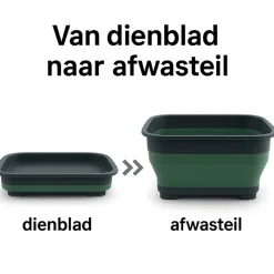 Hem afwas set bamboe borstel met afdruipmat - Green