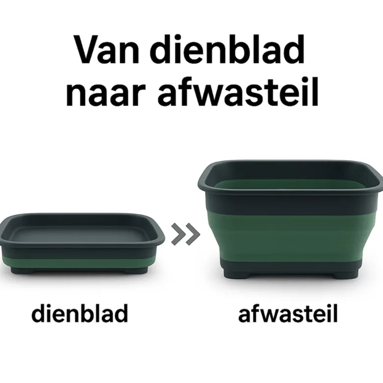 Hem afwas set bamboe borstel met afdruipmat - Green