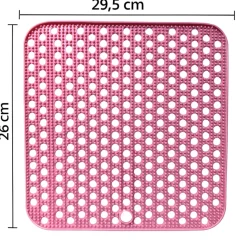 Hem afwas set bamboe borstel met afdruipmat - Pink