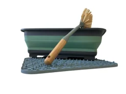 Hem afwas set bamboe borstel met afdruipmat - Blue