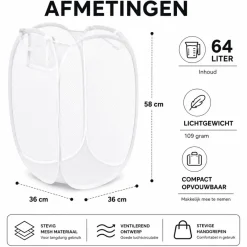 HEM 64 liter opvouwbare wasmand - White