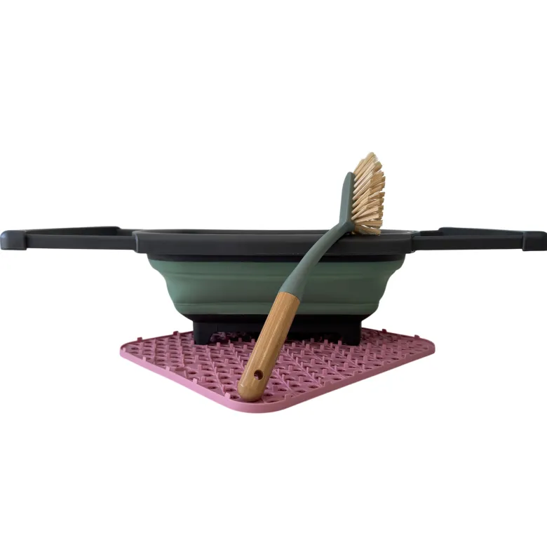 Hem opvouwbare afwas set met afdruipmat - Pink