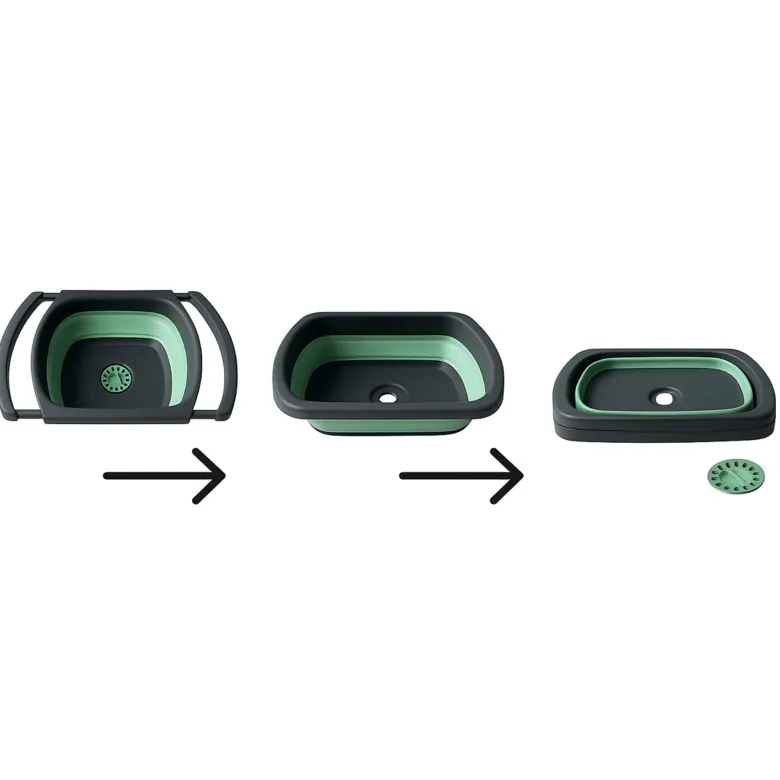 Hem opvouwbare afwas set met afdruipmat - Green