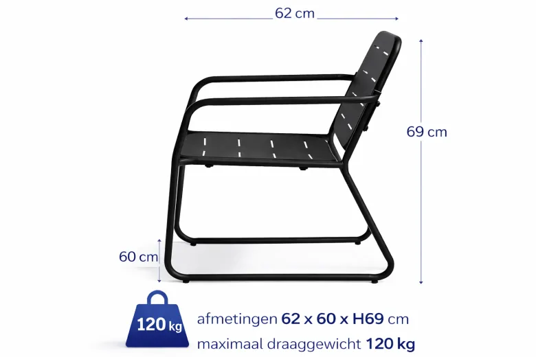 HEM 4-persoons stalen loungeset - Black