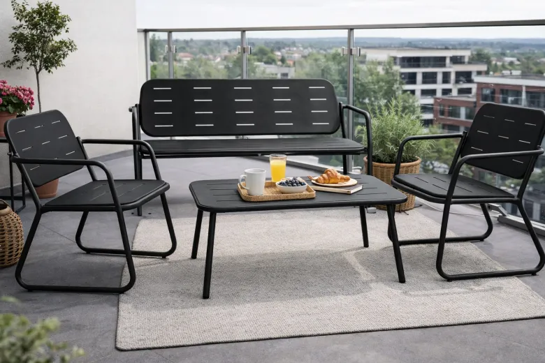 HEM 4-persoons stalen loungeset - Black