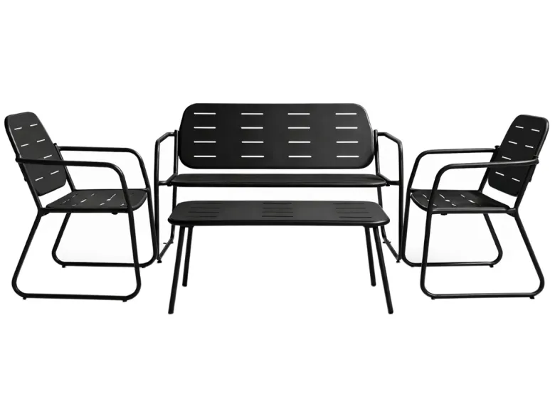 HEM 4-persoons stalen loungeset - Black