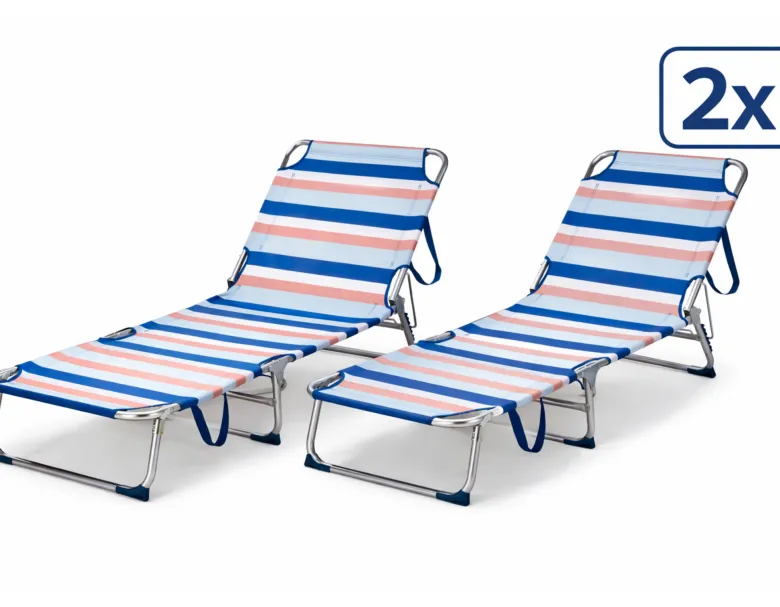 HEM set van 2 aluminium opvouwbaar ligbedden - Blue