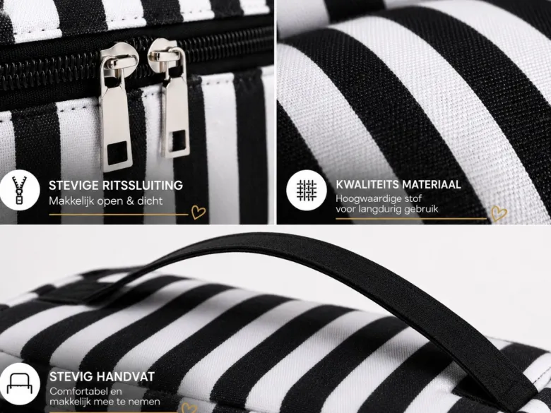 HEM Stripes toilettas - Black/White