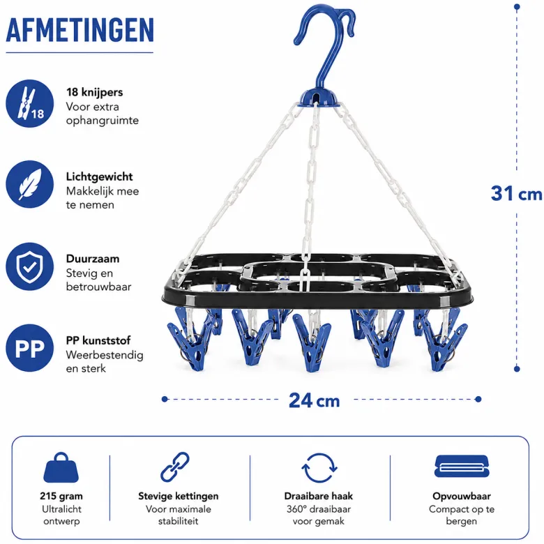 HEM Washanger met 18 knijpers - Blue
