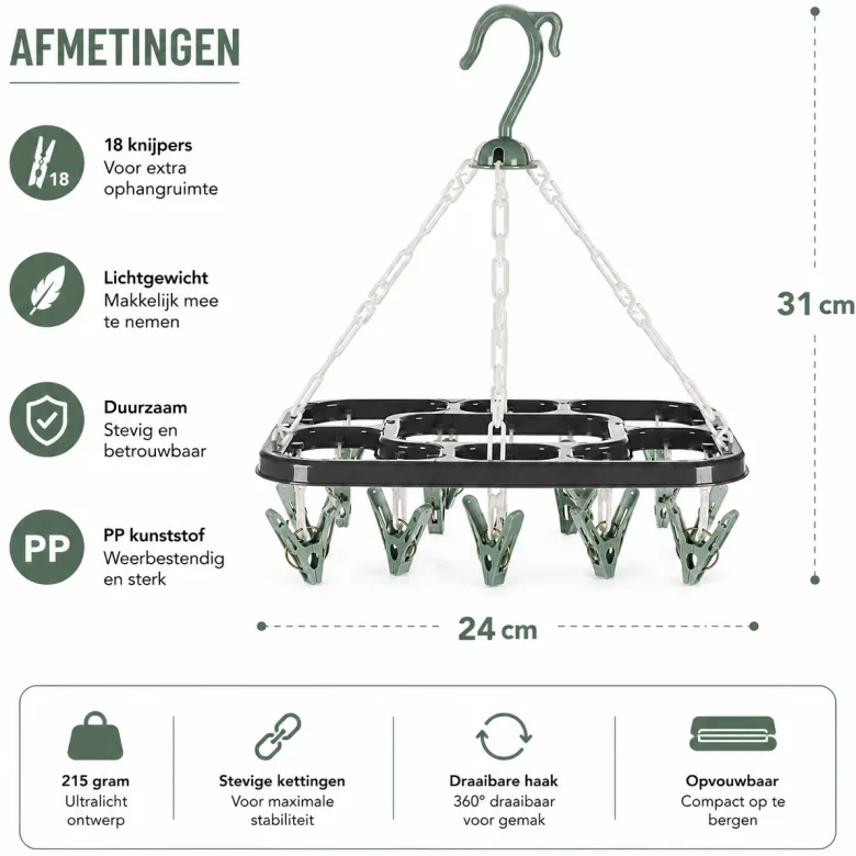 HEM Washanger met 18 knijpers - Green