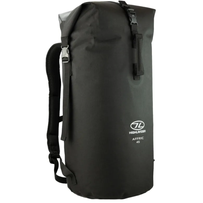 Highlander affric 45l waterdichte rugzak - black