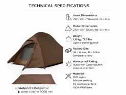 Hikr Hero 2-persoons kampeertent - Brown