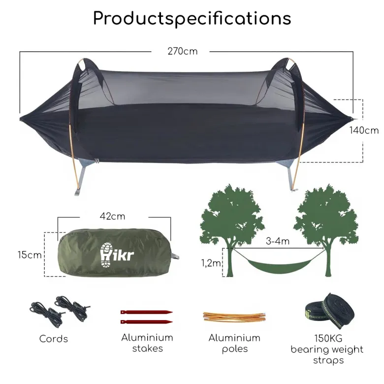 Hikr 1 persoons hangmat tent - Brown