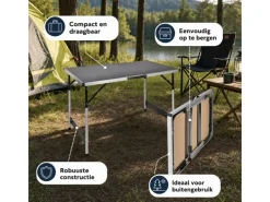 Hi verstelbare campingtafel - 100 x 60 cm