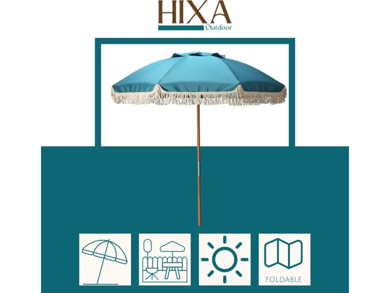 HIXA parasol met houtenpaal - Blue